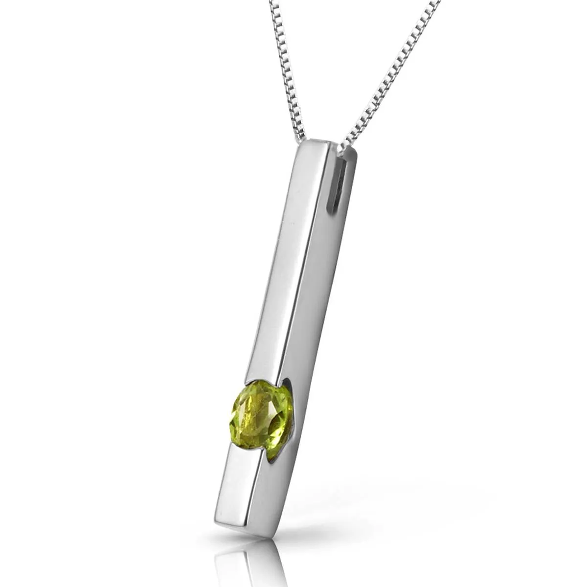 0.25 Carat 14K Solid White Gold Listen To Yourself Peridot Necklace