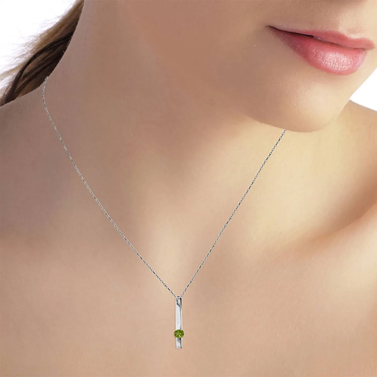 0.25 Carat 14K Solid White Gold Listen To Yourself Peridot Necklace