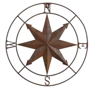 18" Rustic Nautical Metal Compass Wall Art Decor