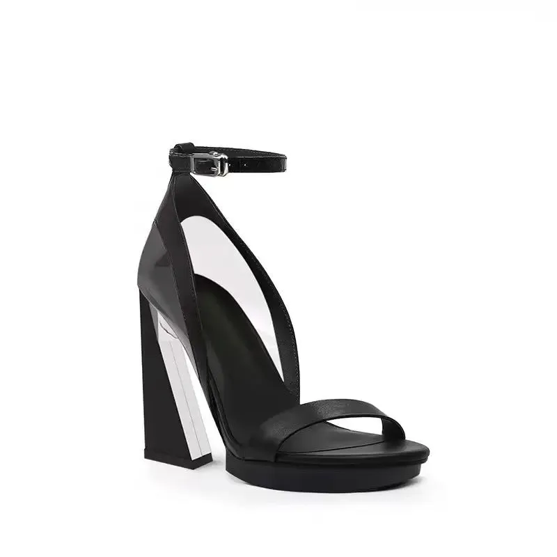 Amanda Black Peep Toe Sandals