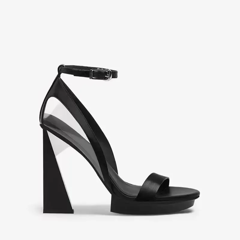 Amanda Black Peep Toe Sandals