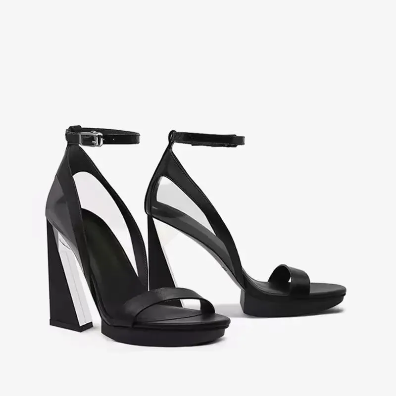 Amanda Black Peep Toe Sandals