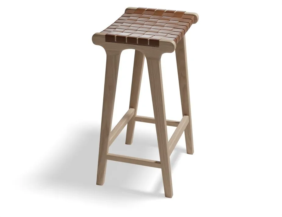 Brooklyn Backless Stool - Woven Cognac Seat / Natural Frame