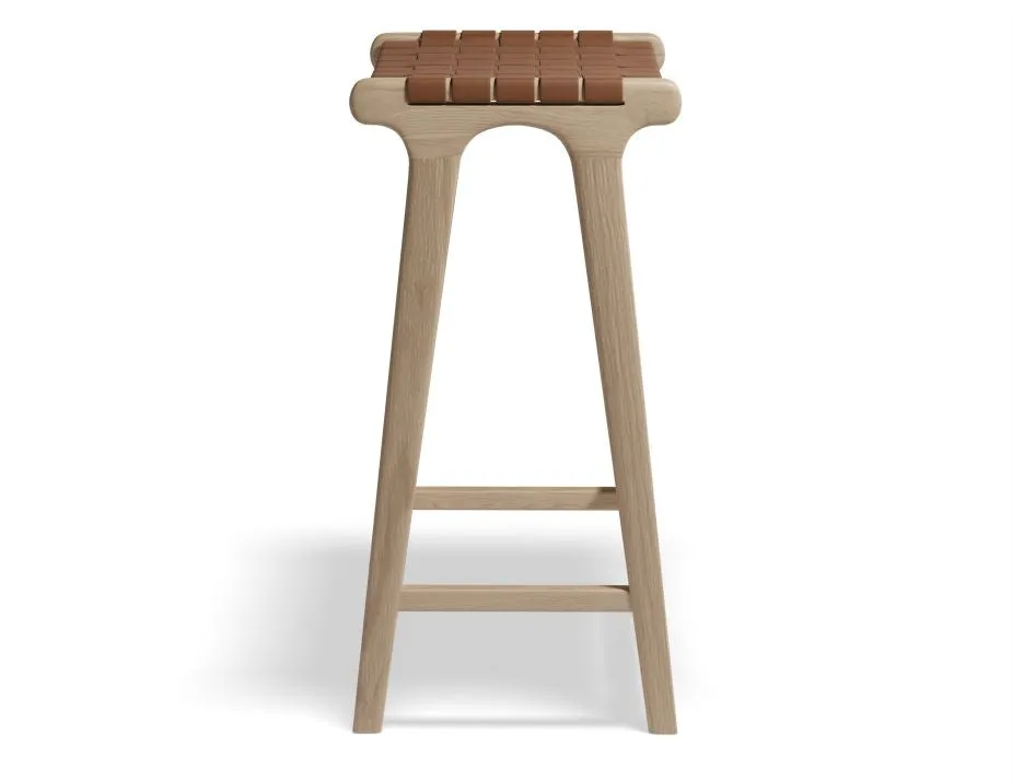 Brooklyn Backless Stool - Woven Cognac Seat / Natural Frame