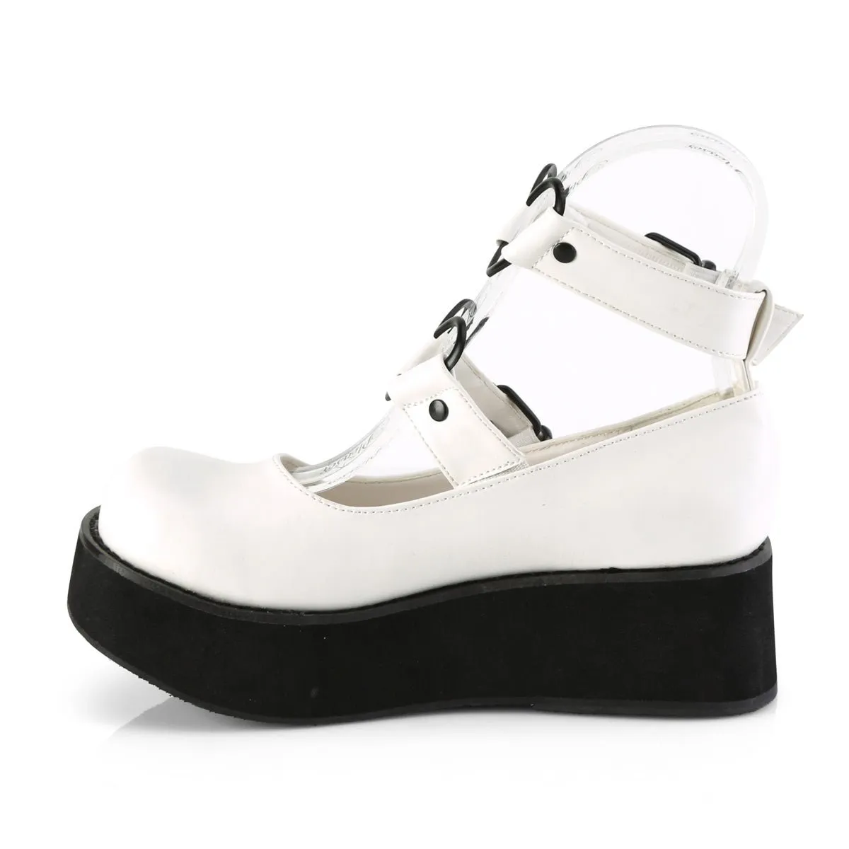 Demonia SPRITE-02 | White Vegan Leather Mary Janes