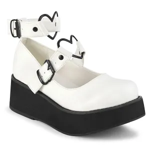 Demonia SPRITE-02 | White Vegan Leather Mary Janes