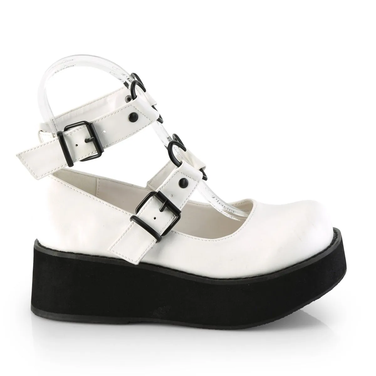 Demonia SPRITE-02 | White Vegan Leather Mary Janes