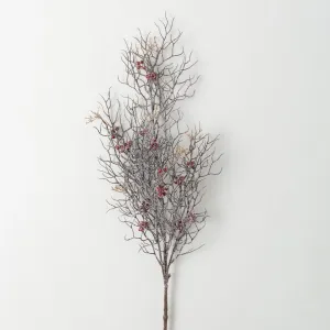 Frosted Twig Red Berry Spray