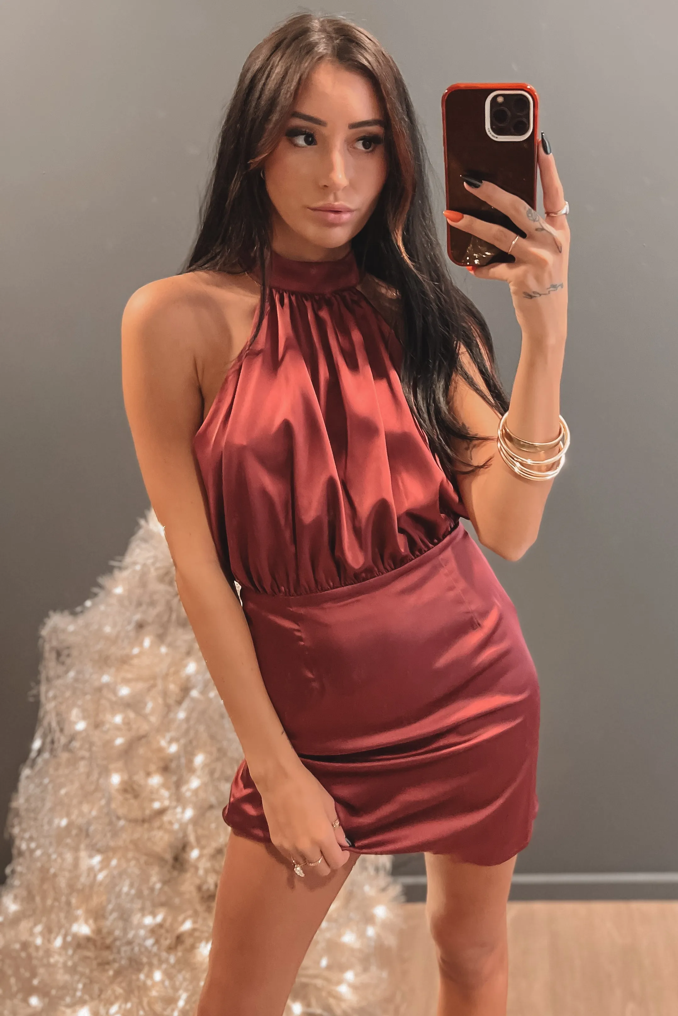 Glass Of Merlot Backless Mini Dress