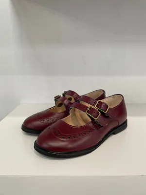 Lauve Burgundy Double Strap Wingtip Mary Jane