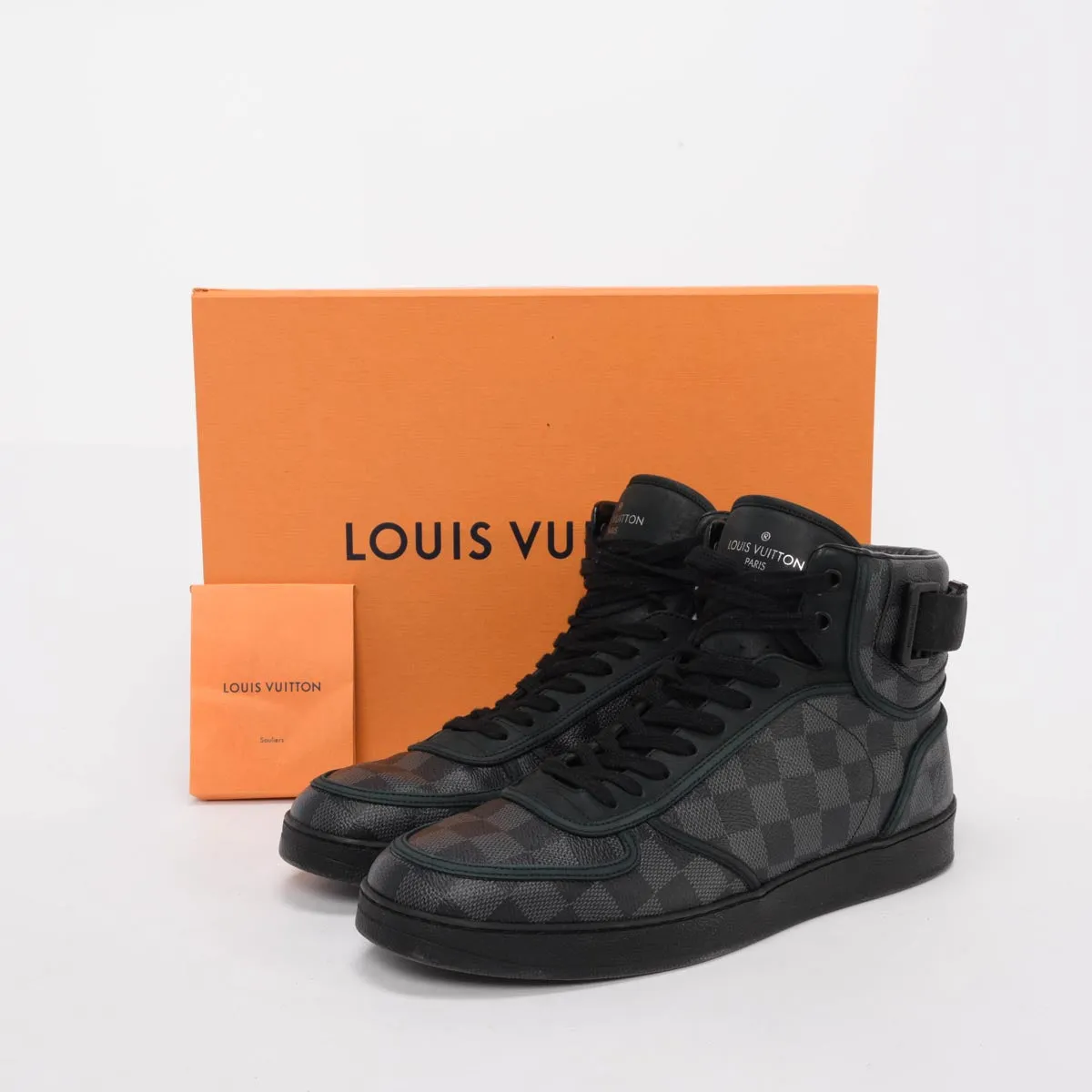 Louis Vuitton Damier Graphite Rivoli High Top Sneakers 8.5