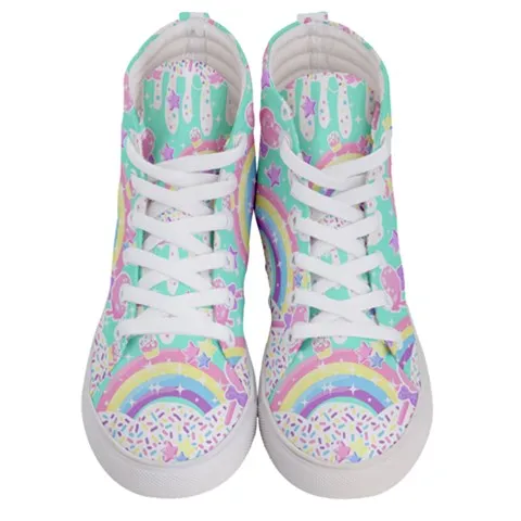 Rainbow Sweets Mint Women's Hi-Top Sneakers [Made To Order]