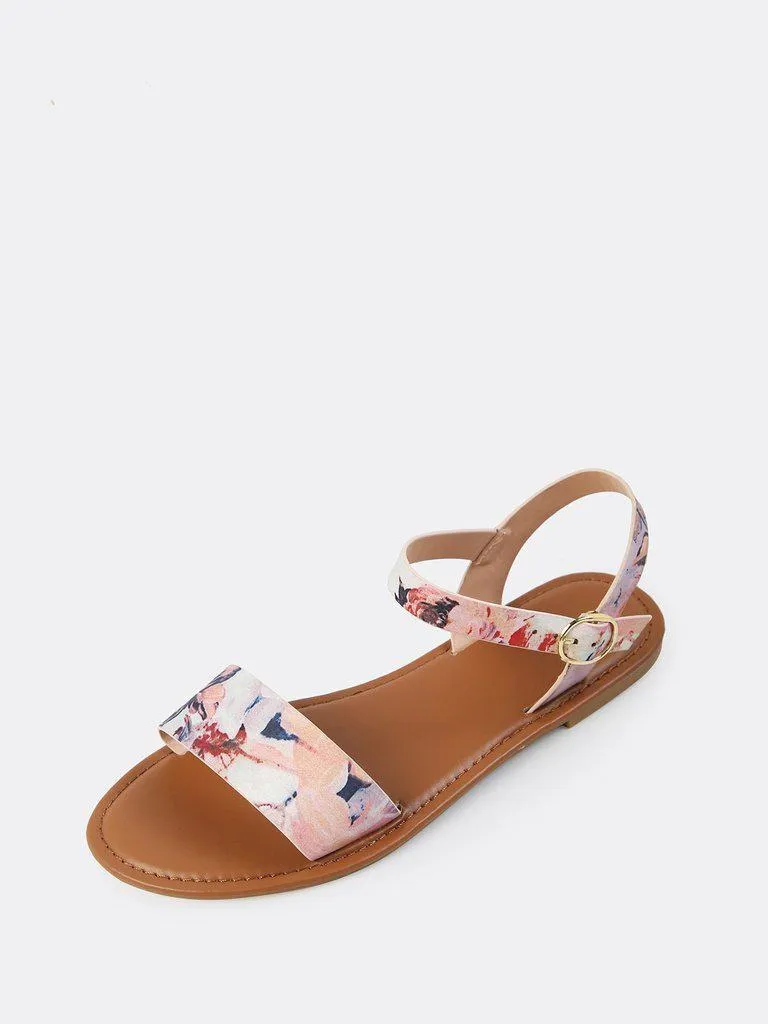 Single Band Floral Print Sandals BLUSH MULTI