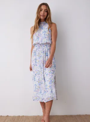 Sleeveless Smocked Waist Midi Dress