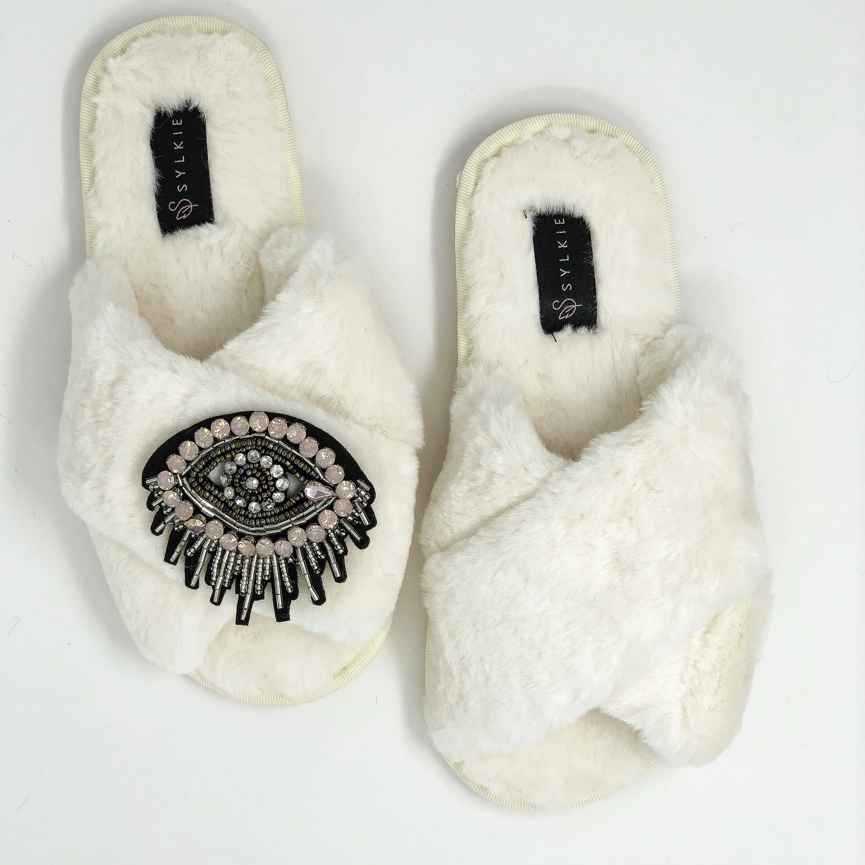 Venetian Eye Cross Slipper Ivory